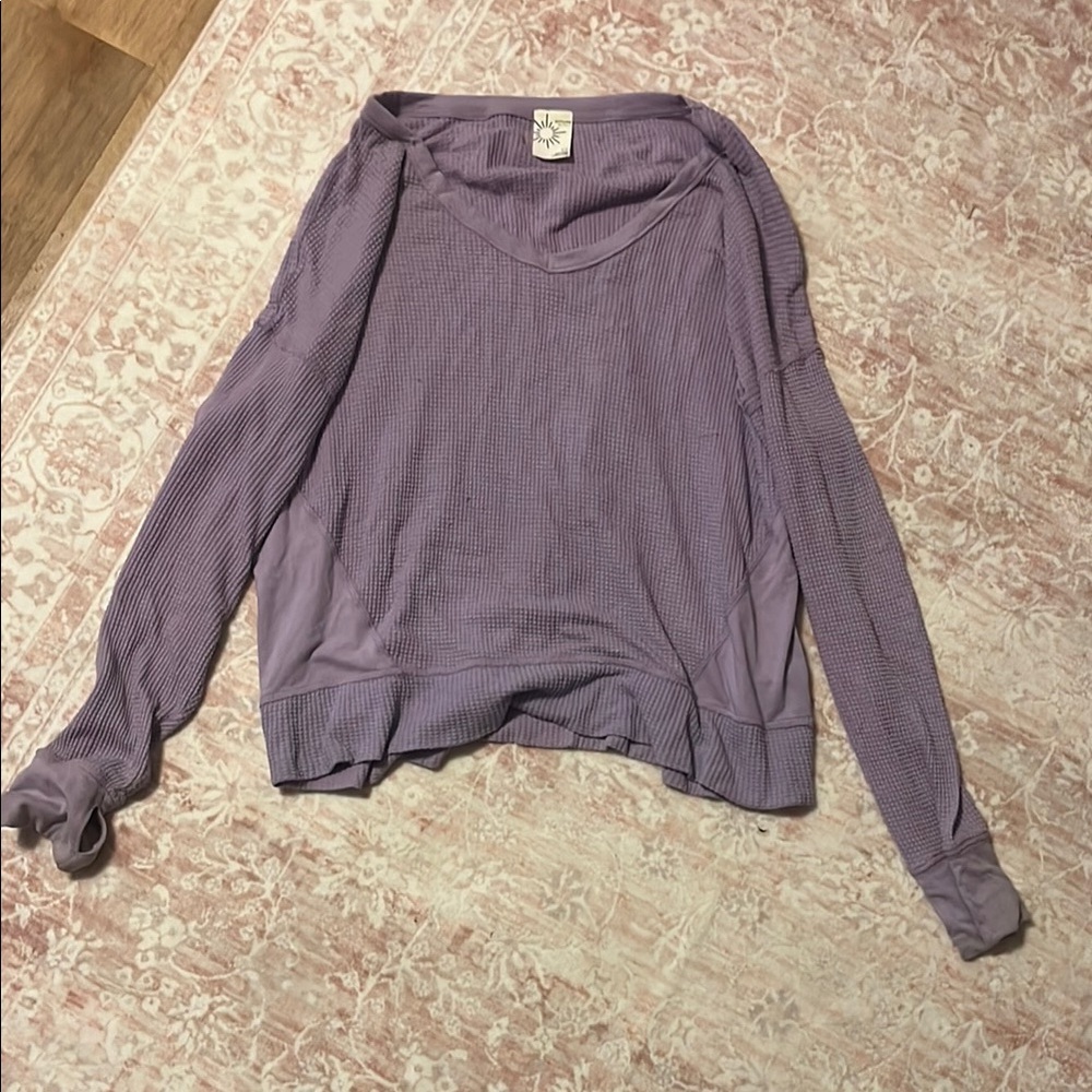 Aerie long sleeve waffle knit top